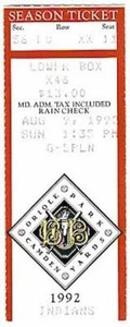 INDIANS @ ORIOLES ~ 1992 Ticket, Cal Streak #1684, Walk Off RBI ~ FREE SHIPPING - Picture 1 of 1
