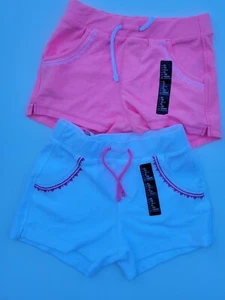 Gap Kids Girls Shorts French Terry Roll Tie Textured Pink and white Embroidered  - Picture 1 of 6