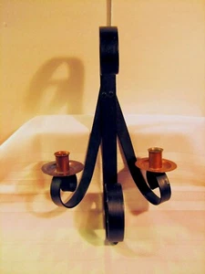 MCM ÄRA SCHMIEDEEISEN & GEHÄMMERTES KUPFER DOPPELWANDLEUCHTER KEGEL KERZENHALTER - Bild 1 von 12