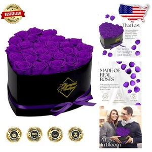 Gorgeous 27 Purple Preserved Roses in Heart Box - Hassle-Free Maintenance Gift - Picture 1 of 11