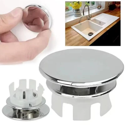 1-10x Bathroom Basin Sink Double Ring Hole Overflow Covers Chromed Ceramic Sinks - Image 1 of 4