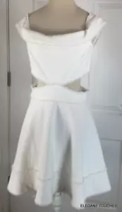 Vestido para mujer Cinq a Sept blanco con corte talla 10, hombro acampanado, borde crudo - Imagen 1 de 12