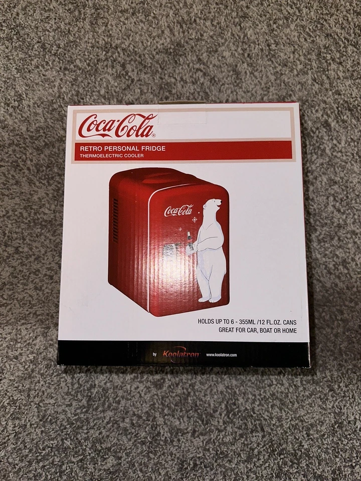 Koolatron Coca Cola Polar Bear Retro Red Mini Fridge New In Box - Image 1 of 1