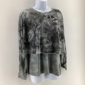 Post Card From Brighton Size 1 Floral Blouse Top Long Sleeve Round Neck Tiered - Picture 1 of 8