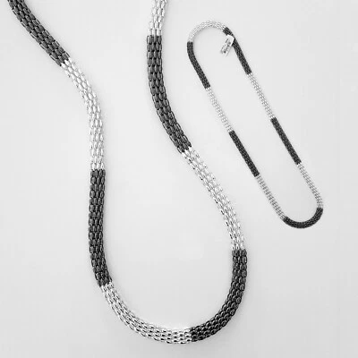 NUEVO CON ETIQUETAS Style & Co. Collar Cadena Malla 38", Tono Plata y Hematita, Joyería de Moda Foto 1 de 4