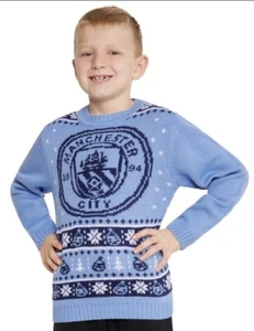 Official licensed MANCHESTER Man CITY FC Xmas CHRISTMAS KNITTED JUMPER 11-12 NEW - Picture 1 of 3