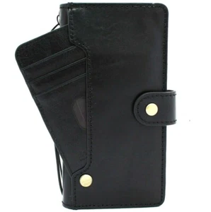 Funda de cuero genuino para billetera Galaxy Note 20 hecha a mano inalámbrica 5G de lujo negra - Imagen 1 de 10
