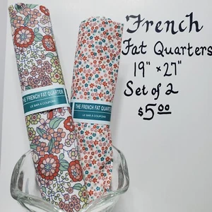 Peach Calico 2 FRENCH FAT QUARTERS 19"x27" Cotton Fabric Brewer quilting sewing - Picture 1 of 1