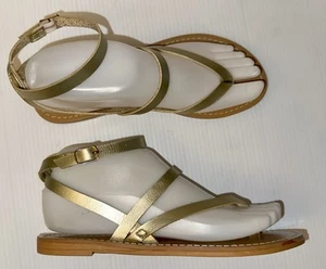 Gold J CREW Ankle Strap Slingback Thong Casual Sandals ~ US 6 - Picture 1 of 9