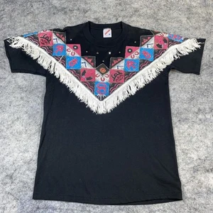 Vintage Jerzees Single Stitch T-Shirt Damen M Südwesten Indianer Azteken Quaste - Bild 1 von 8