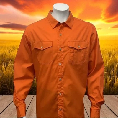 NUEVA Camisa de Vestir Rocawear Naranja Clásica Oxford Abotonada Manga Larga Talla 2XL Foto 1 de 4