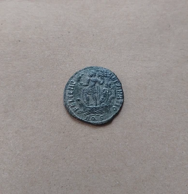 Roman Empire CONSTANS I Silvered Maiorina Aquileia BATTLE GALLEY 23mm/3,6gr - Image 1 of 2