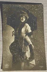 Postal RPPC Bonne Ammee Feliz Año Nuevo De Marie France Snow Scene Studio - Imagen 1 de 2
