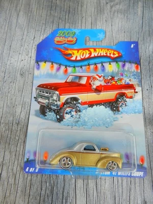 2009 Hot Wheels HOLIDAY RODS CUSTOM GOLD/WHITE '41 WILLYS COUPE SANTA CLAUS - Image 1 of 2