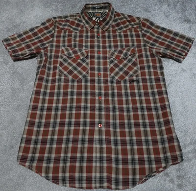 Volcom Shirt Men's Large Multicolor Plaid Button Up Short Sleeve Pockets - Image 1 of 4