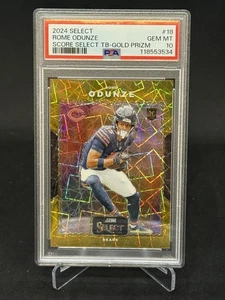 2024 Panini Select Score Select Throwback Rome Odunze #18 Gold /10 PSA 10 💎 - Picture 1 of 2