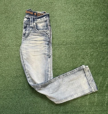 Pantalones de mezclilla Rock Revival Nash ajustados lavados claros azul desteñido para hombre talla 28x31 nuevos sin etiquetas Foto 1 de 4