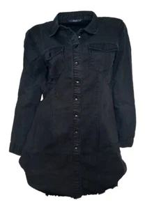 ONLY Damen Kleid Dress Jeanskleid Blusenkleid Langarm schwarz 40 NEU - K39