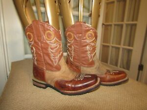 Pistolero Square Toe Cowboy Boots Distressed Brown Youth size 1.5  Mex 21.5