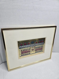 Vintage Framed Serigraph Anita Gronendahl "Alterpiecece" Matted Gold Geometric - Imagen 1 de 8