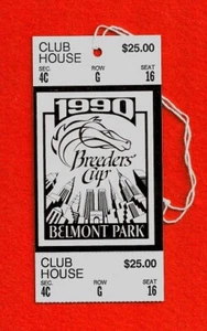 1990 BREEDERS CUP, BELMONT PARK HORSE RACING TICKET, FEATURES WORLD TRADE CENTER - Picture 1 of 3
