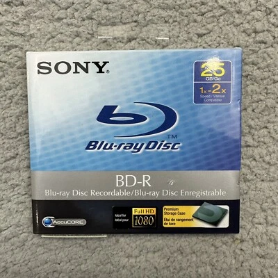 NISP Sony Full HD 1080 Recordable BD-R Blu-Ray Disc 25GB 1-2X New Sealed BNR25A - Image 1 of 3