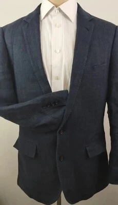 J Crew Ludlow Mens Navy Herringbone Linen Sport Coat Jacket Size 40R - Image 1 of 4