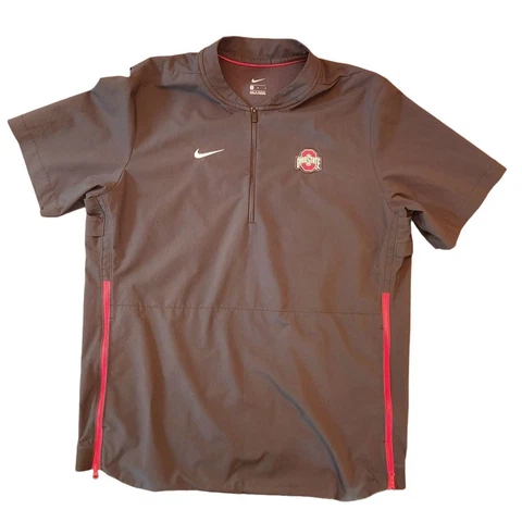 Nike Ohio State 1/4 Zip Pullover Light Weight Side Zip Mens Sz Lrg Short Sleeve Cover