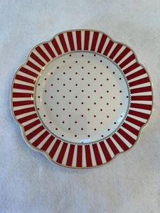 Grace Teaware 9.25” Red and White Striped Small Dessert Salad Plate - Picture 1 of 1