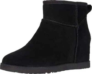 UGG® AUSTRALIA CLASSIC FEMME MINI BLACK SUEDE BOOTS UK 8 EUR 41 USA 10 RRP £190 - Picture 1 of 24