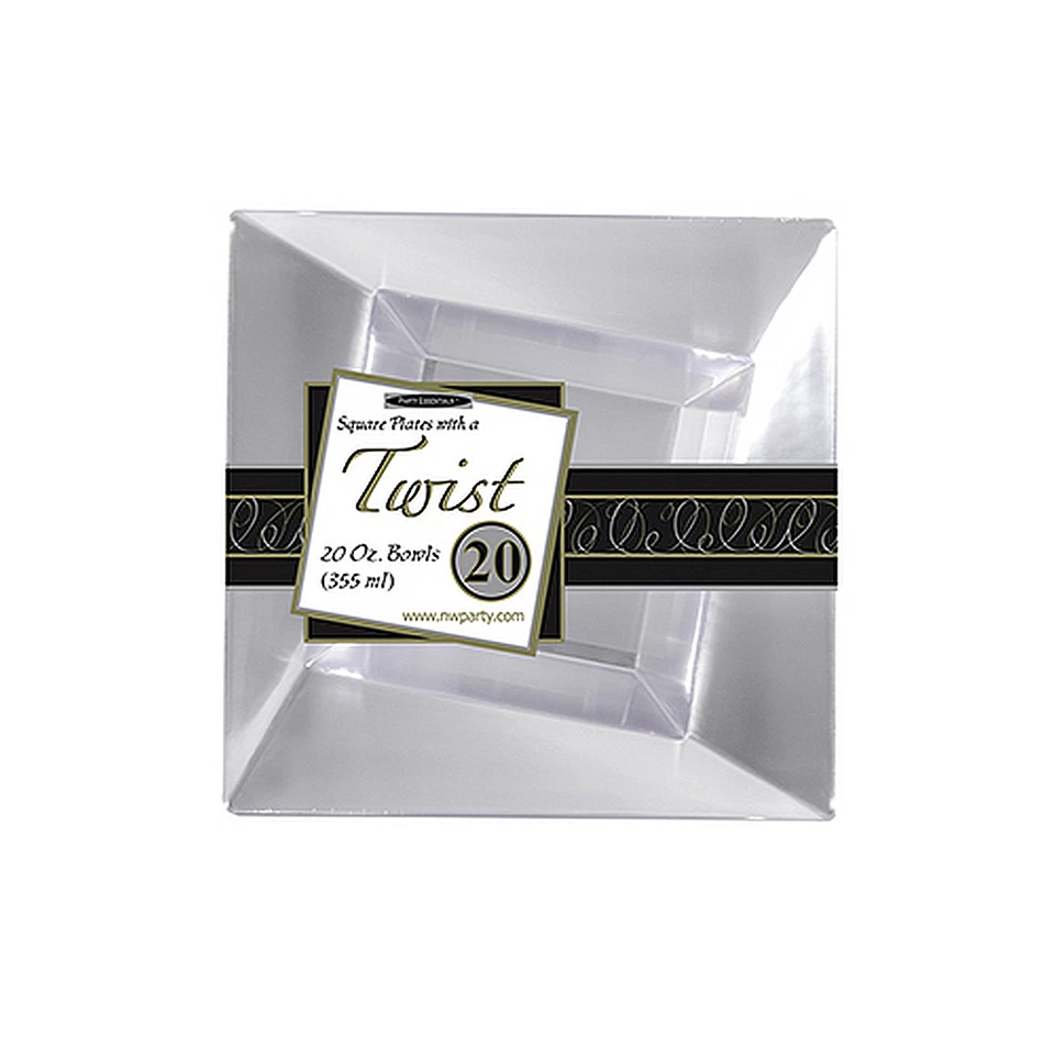 1 of Party Essentials 12 Oz. Twist Square Bowls - Clear 20 Ct. - Image 1 of 1