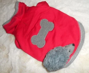 Dog SWEATSHIRT CLOTHES Red HOODIE JACKET Bond & Co.+ Grey PLUSH Squeak TOY Sz: S - Picture 1 of 6
