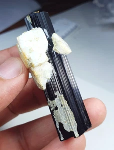 200 Cts Black Tourmaline Crystal on Feldspar Damage Free Beautiful Shape Piece - Picture 1 of 6