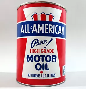 Vintage ALL AMERICAN Full Can 1 Quart Pittsburgh Penn Motor Oil Creighton PA - Picture 1 of 7