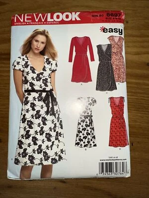 SIMPLICITY NEW LOOK 6697 MISSES MOCK WRAP DRESSES IN 5 STYLES PATTERN-UNCUT-8-18 - Image 1 of 2
