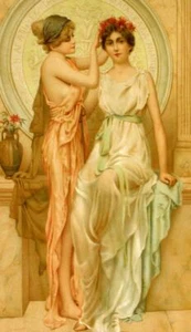 Antigua revista The Gentlewoman 1897 impresión victoriana sobre seda LOVE'S SACRIFICE - Imagen 1 de 5