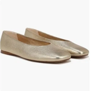 New Vince Leah Gold Metallic Ballet Flats Square Toe Ballerina Sz 10 - Picture 1 of 12