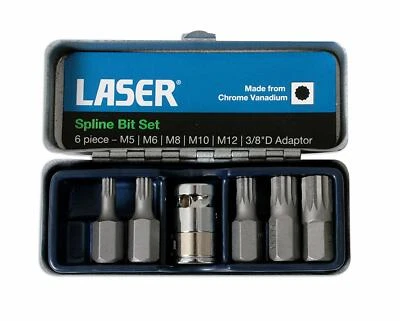 Laser Tools 0592 Spline Bit Set in Case Tin 6pc M5 | M6 | M8 | M10 | M12 - Image 1 of 4