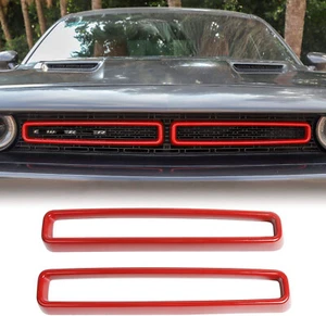 Grille Inserts Grill Cover Trim Rings Kit for Dodge Challenger 2015-2023, Red - Picture 1 of 7