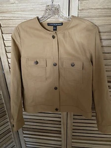 Chaqueta Company Ellen Tracy Para Mujer Talla 4 Botones Estilo Denim Bronceada - Imagen 1 de 5