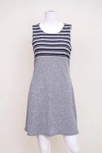 BYER TOO! Mini Grey Babydoll Sleeveless Striped Velvet Cotton Dress Size Medium - Picture 1 of 5