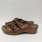 Dansko Wood Heel Sandal Clog Brown Size  39 US Size 8.5-9