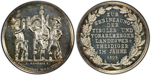 AUSTRIA. Tyrolean and Vorarlberg Defenders 1809 AR Medal PCGS SP63 Morosini 1468 - Picture 1 of 1