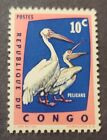Timbre-poste vintage 1970 Congo 10 cents pélicans (038)