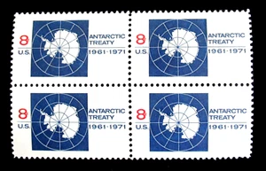 US Stamp Scott 1431 Antarctic Treaty 8 Cent Mint MNH Block of 4 - Picture 1 of 3