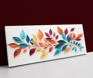 Hojas Papel Flores Coloridas Decoraciones Lienzo Enmarcado Arte de Pared Impresión de Cuadro - Imagen 1 de 11