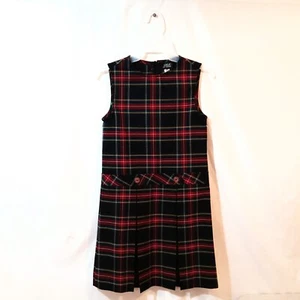 Engelic Uniform Size 7 Red Plaid Overall Dress School Wear Pleated - Picture 1 of 4