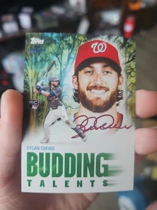 2025 Topps Bob Ross Dylan Crews RC Budding Talents Sap Green /75 - Picture 1 of 2