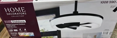 Home Decorators Dialstone 23in. Black Ceiling Fan w/ Adjustable LED W/Remote - Image 1 of 3