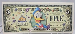 2005 Series T $5 Disney Dollars Donald Duck 50th Anniversary - Picture 1 of 2
